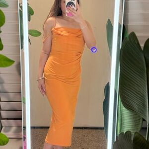 Elegant Orange Midi Dress